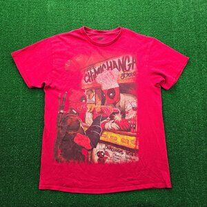 Marvel Deadpool Tshirt Mens Medium Red Short Sleeve Chimichanga Comics Graphic‎